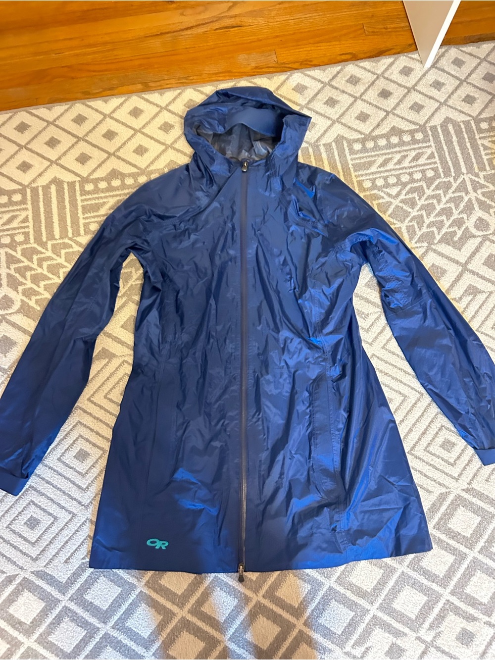 Outdoor Research Navy Hooded Lightweight Trench Raincoat